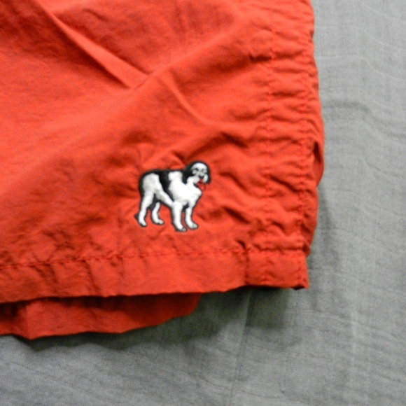 VINTAGE Big Dogs Swim Trunks Shorts Women's XL Orange Nylon Lined Logo - Picture 5 of 12